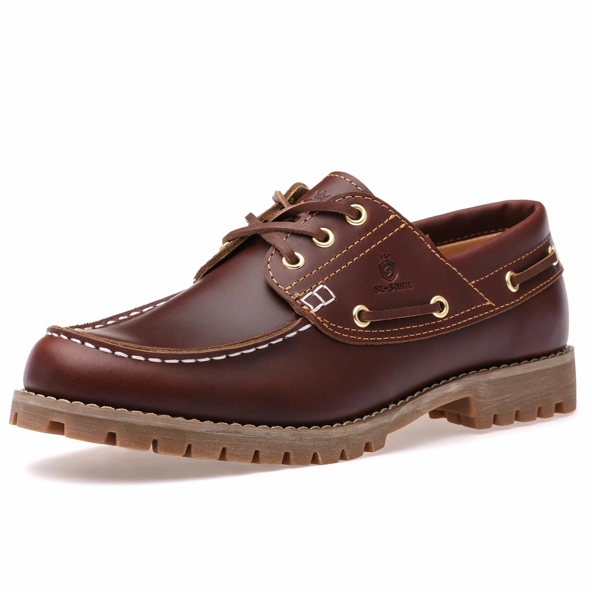 1 Handgefertigte Herren Classic Boat&Deck Schuhe Moc Toe Lace Up Full Grain Leder Bequeme Mode Casual