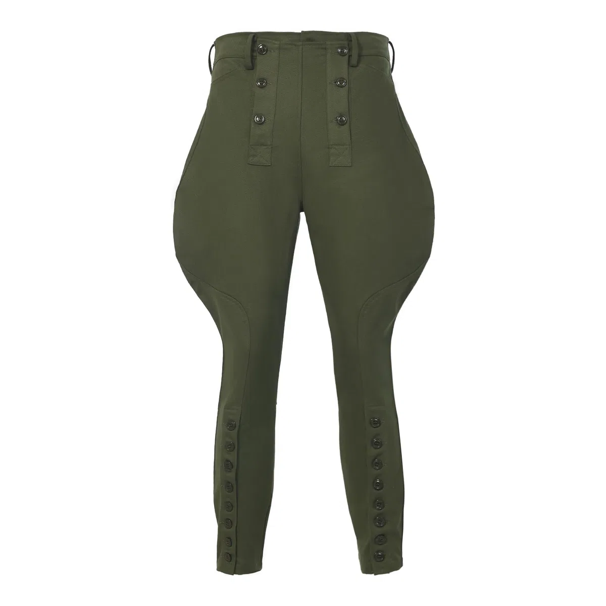 Historic WWII-Style US Officer Cotton Breeches - Military Reproduction Khaki Reithose mit Knopf-Beinverschluss