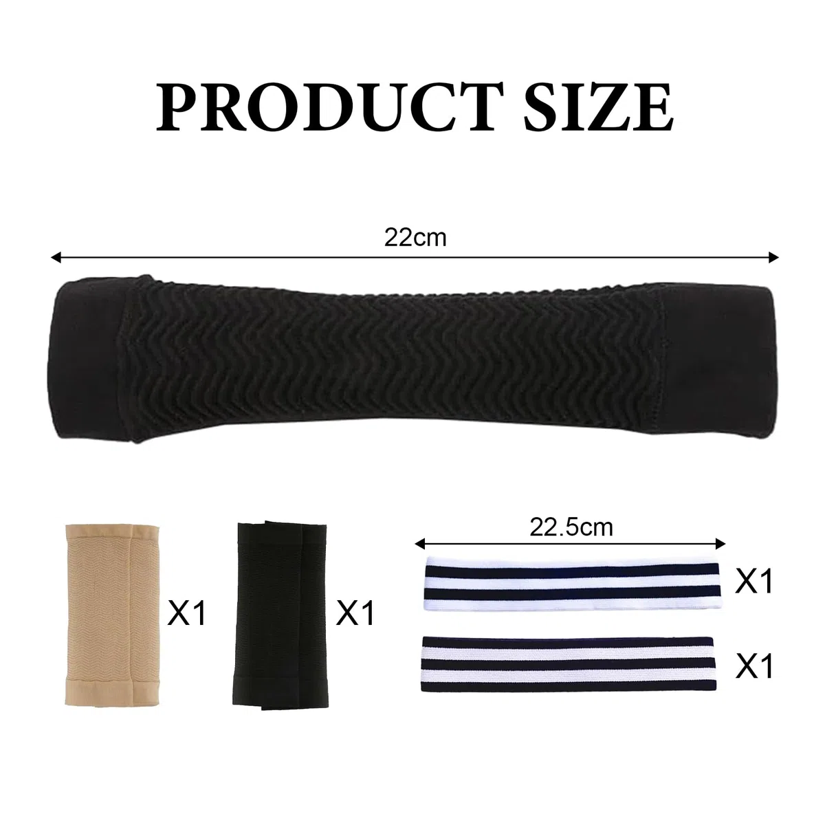 2 Paare Oberarm Bandage, Kompression Arme Lipödem, Arm Kompression, mit Sport-Stirnband, Schweißabsorbierend und Atmungsaktiv, Geeignet für Ellenbogensport und Fitness (Schwarz/Hautfarbe)