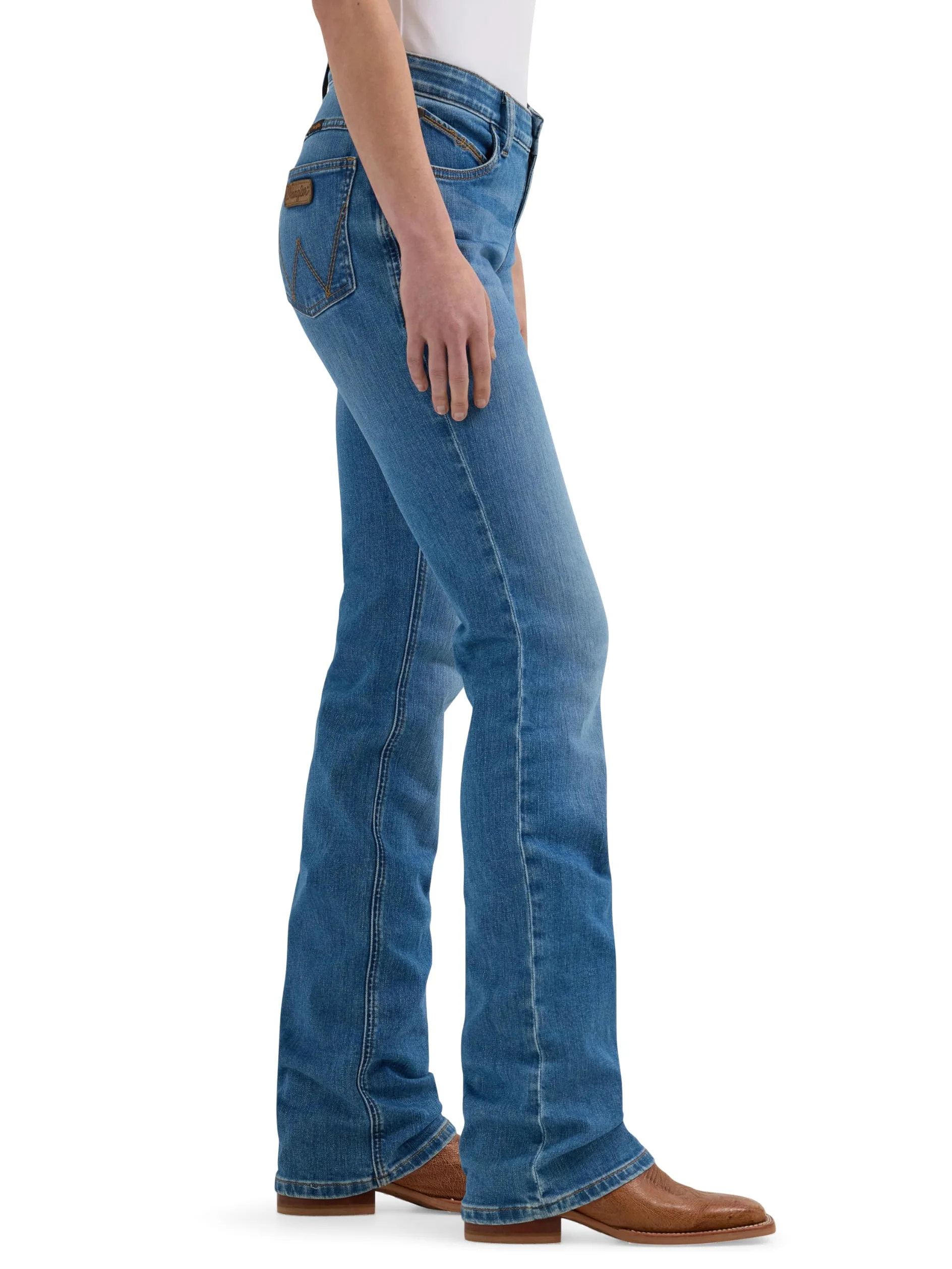 Wrangler Damen Jeans Willow Mid Rise Performance Waist Boot Cut Ultimate Riding Jeans