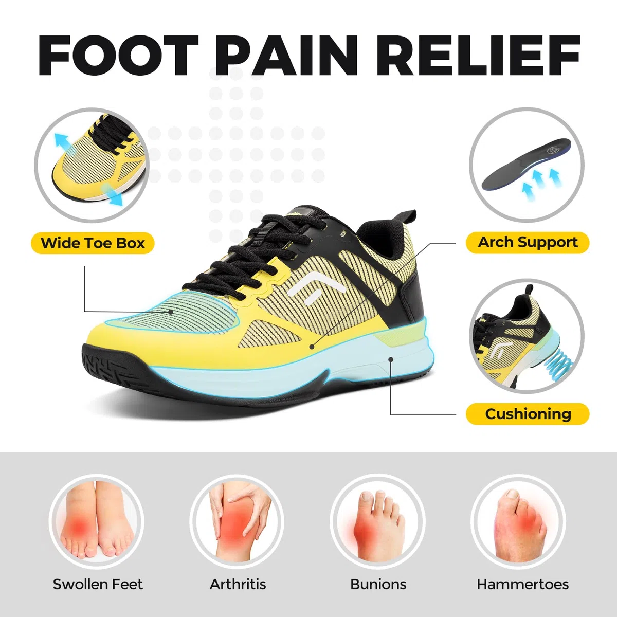 FitVille Herren Tennisschuhe Extra Weit Sportschuhe rutschfeste Hallenschuhe Atmungsaktive Badminton Schuhe Bequeme Sneaker