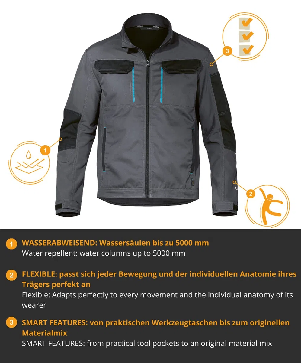 Uvex Tune-up Softshell-Arbeitsjacke für Herren - atmungsaktiv & wasserabweisend