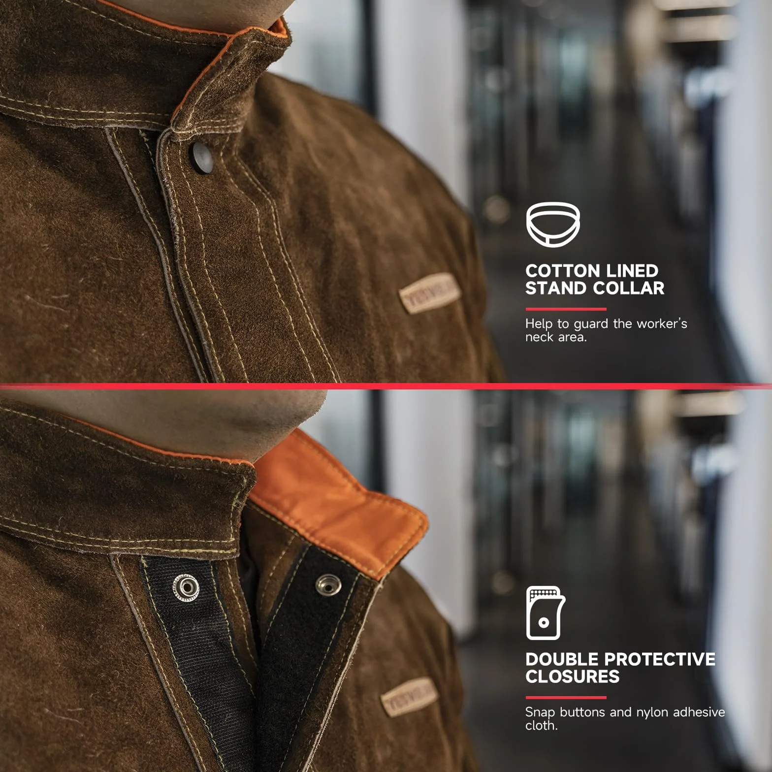 YESWELDER Leder Schweißjacke Heavy Duty Schweißerjacken für Männer und Frauen Hitzebeständiger Schweißermantel