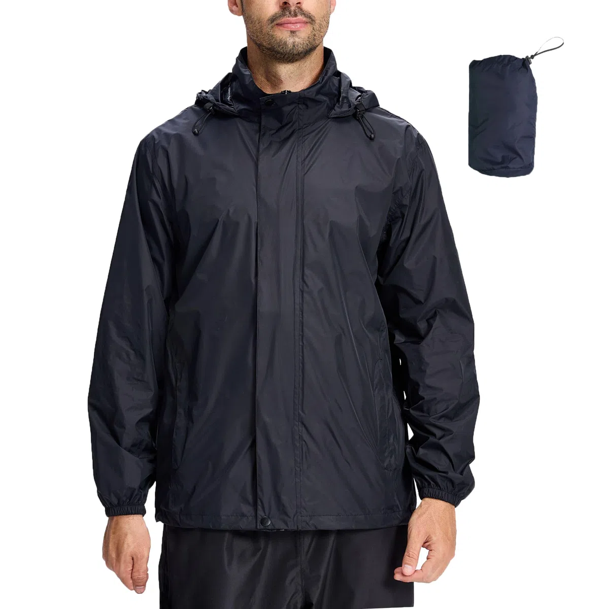LZLER Regenjacken Herren Wasserdichte Leichte Faltbare windjacke Regenmantel mit Verstellbare Kapuze für Outdoor Wandern Camping