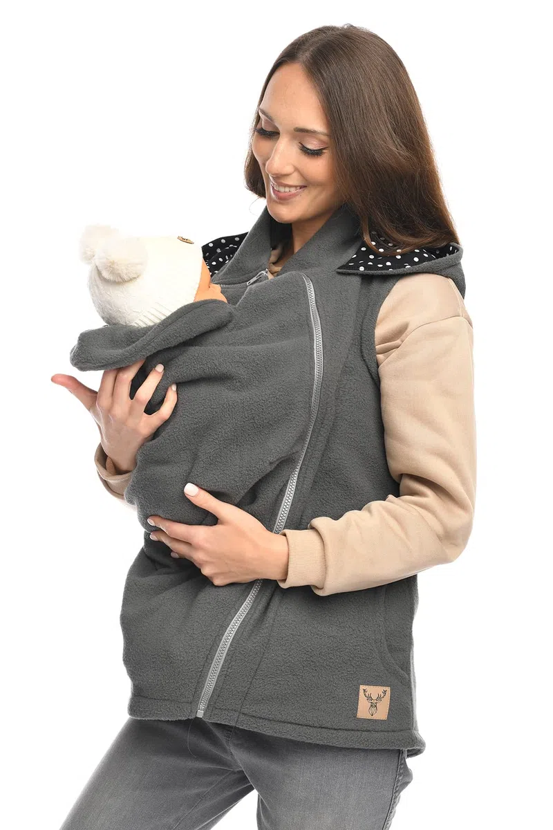 MijaCulture 3-in-1 Umstands-Trageweste ohne Ärmel – Zubehör für Babytrage oder Tragetuch, Modell 4131 (Grau, L)