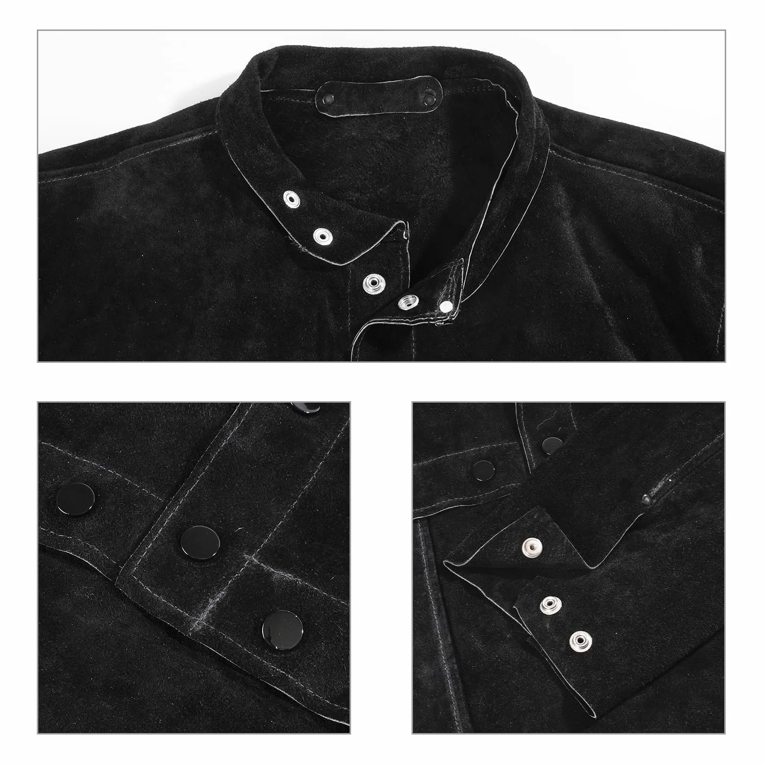 LeaSeek Leder Schweißjacke, Flammbeständige Hochleistungs-Split Rindsleder Leder Offene Zurück Schweißer Jacke für Männer & Frauen