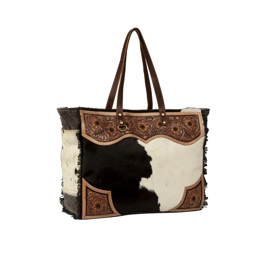 Myra Bag Weekender Bag für Damen - Western Upcycled Canvas & Leder Umhängetasche