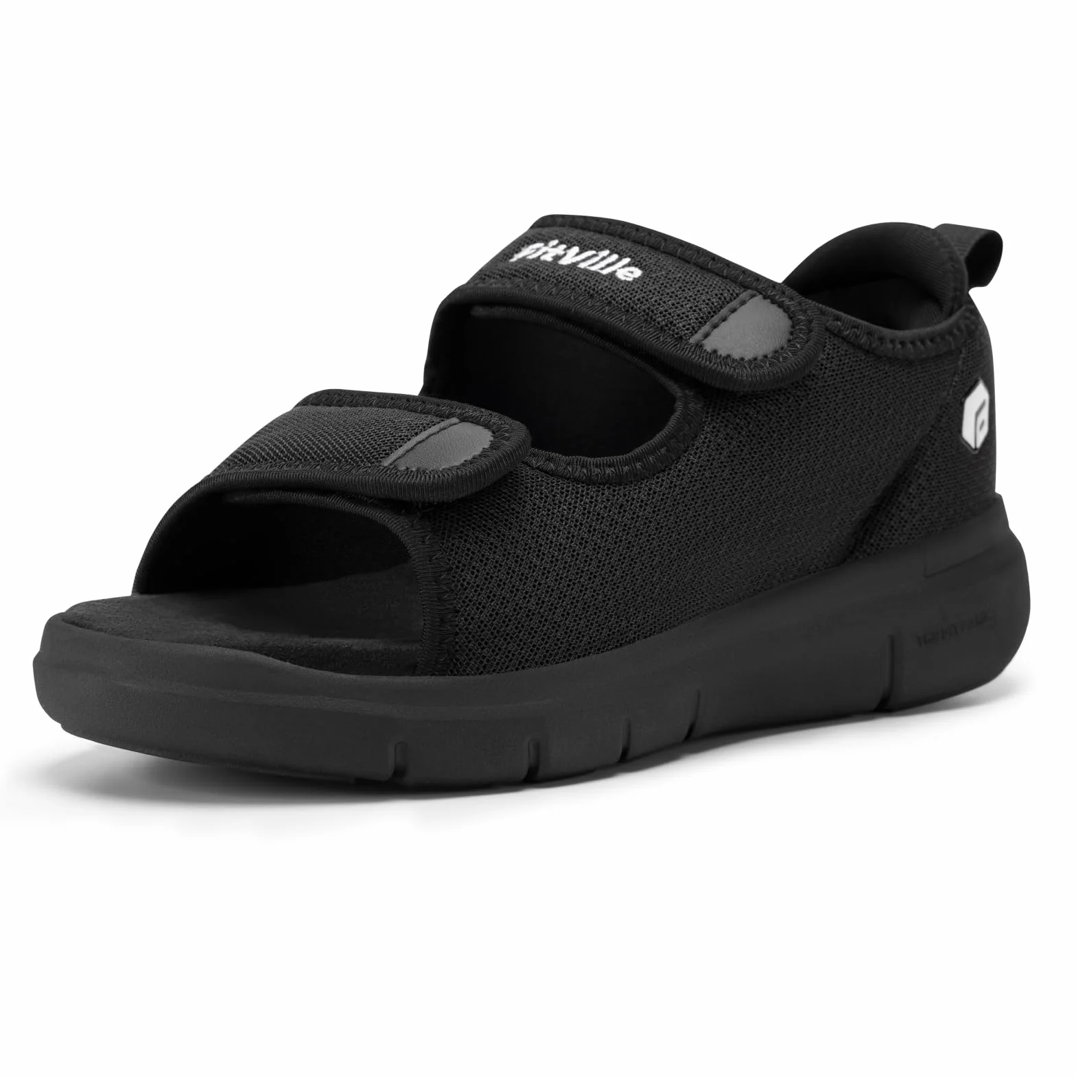 FitVille Weit Offene Diabetiker Sandalen Herren Orthopädische mit Klettverschluss Verstellbare Gesundheitsschuhe Verbandschuhe bei geschwollene Füße Reha-Schuhe Ödeme Hausschuhe