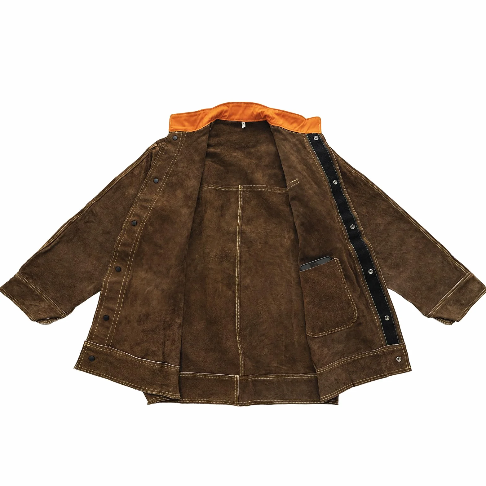 YESWELDER Leder Schweißjacke Heavy Duty Schweißerjacken für Männer und Frauen Hitzebeständiger Schweißermantel