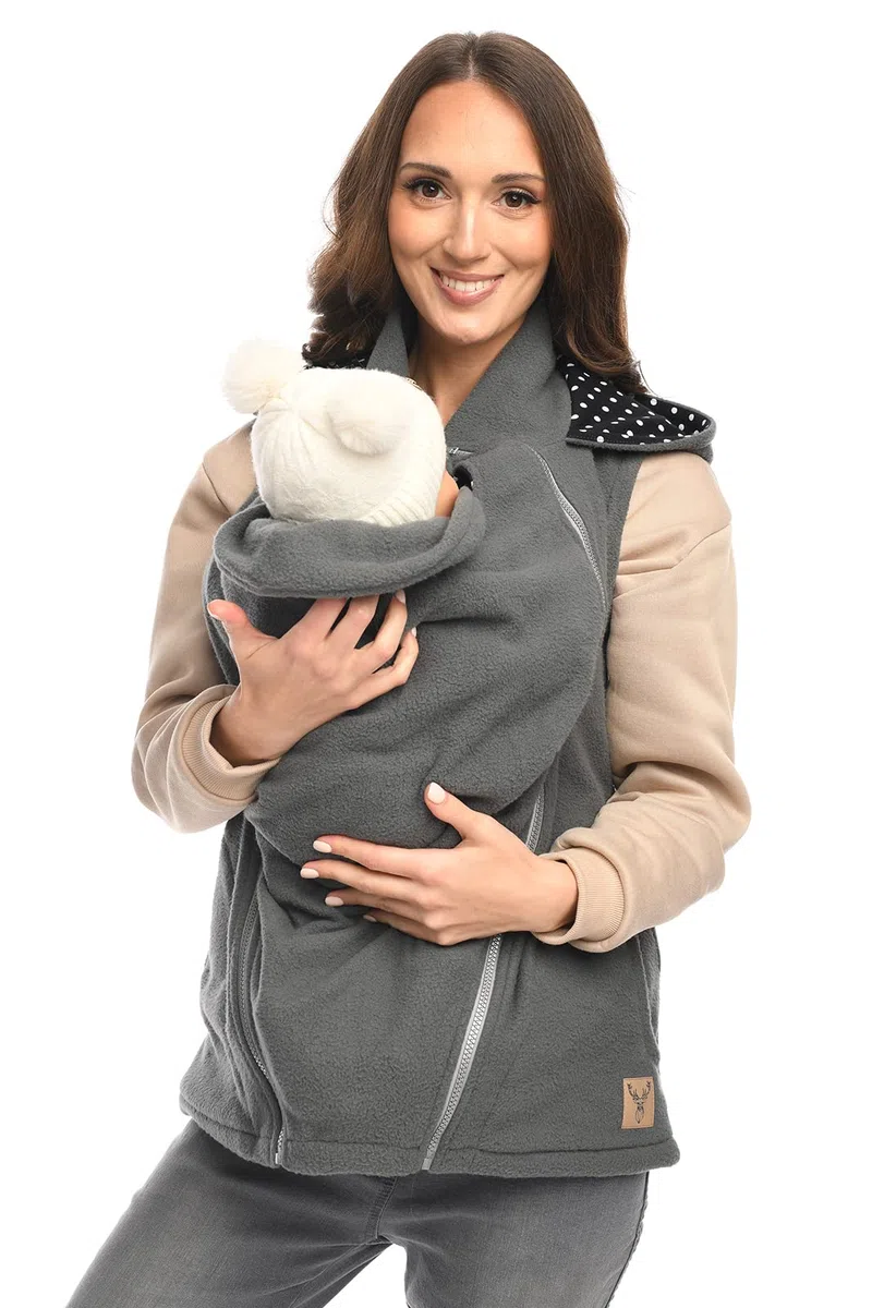 MijaCulture 3-in-1 Umstands-Trageweste ohne Ärmel – Zubehör für Babytrage oder Tragetuch, Modell 4131 (Grau, M)
