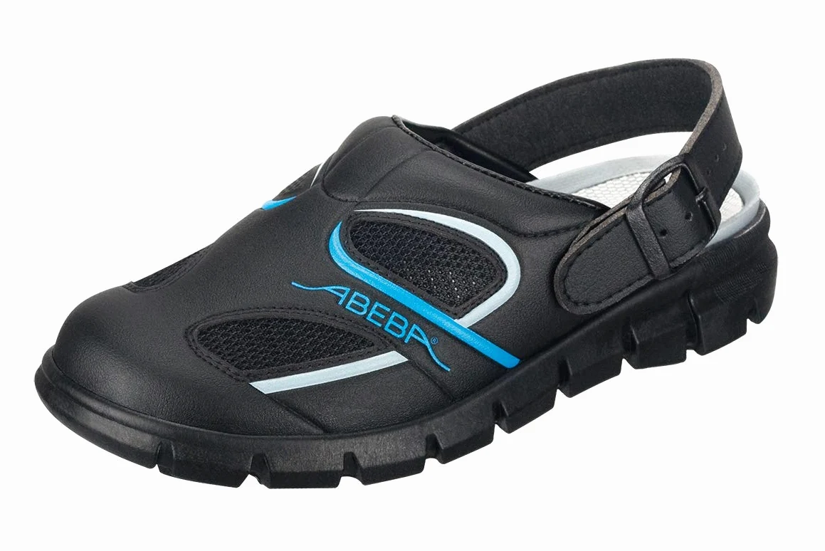 Abeba Clog 7341 - Dynamic Mikrofaser, schwarz/blau mit atmungsaktivemTextil, zertifiziert