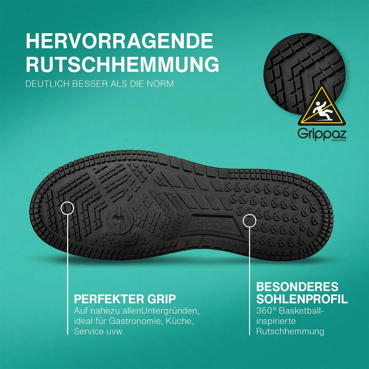 ALBATROS Squad Rutschhemmende Berufsschuhe – rutschfeste O2 Arbeitsschuhe für Damen und Herren, sehr leicht - Non-Slip Sneaker – ideal für Beruf Schwarz