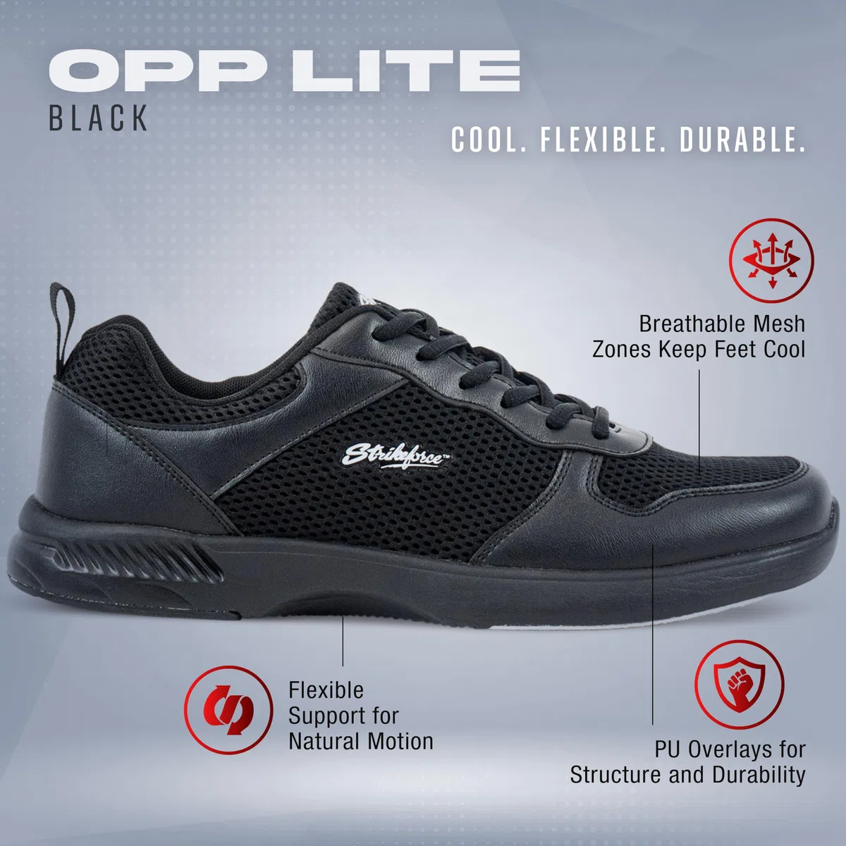 KR Strikeforce OPP Lite Black Athletic Bowlingschuh für Rechts- oder Linkshänder