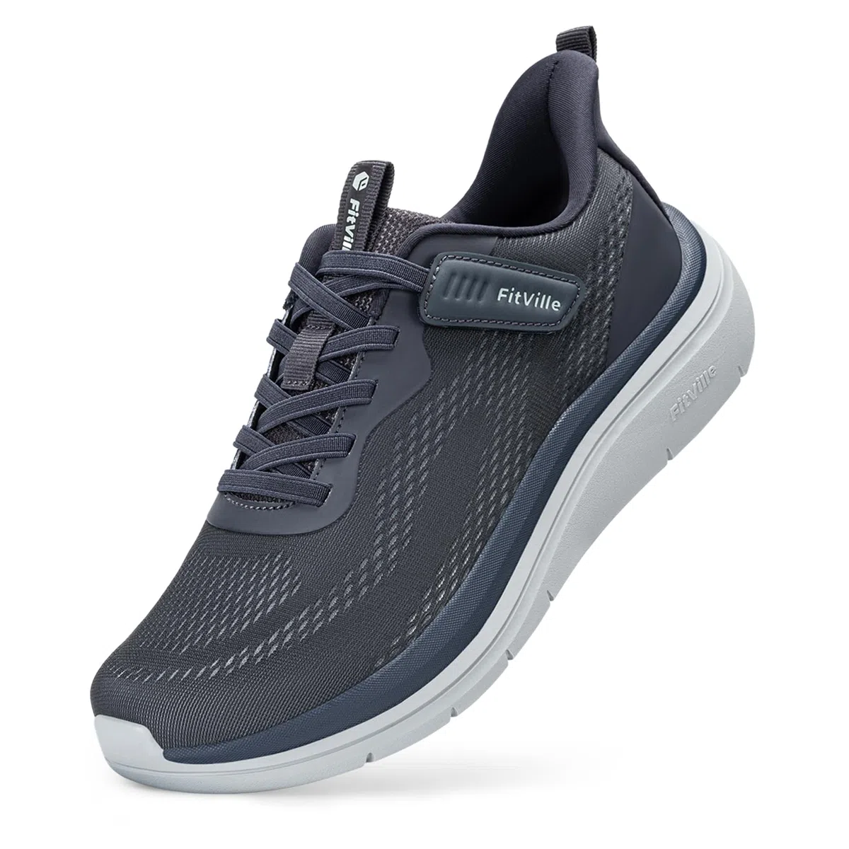 FitVille Extra Weit Walkingschuhe Leichte Sneaker Herren Für Breite Füße Bequeme rutschfeste Sportschuhe Atmungsaktive Turnschuhe mit Klettverschluss