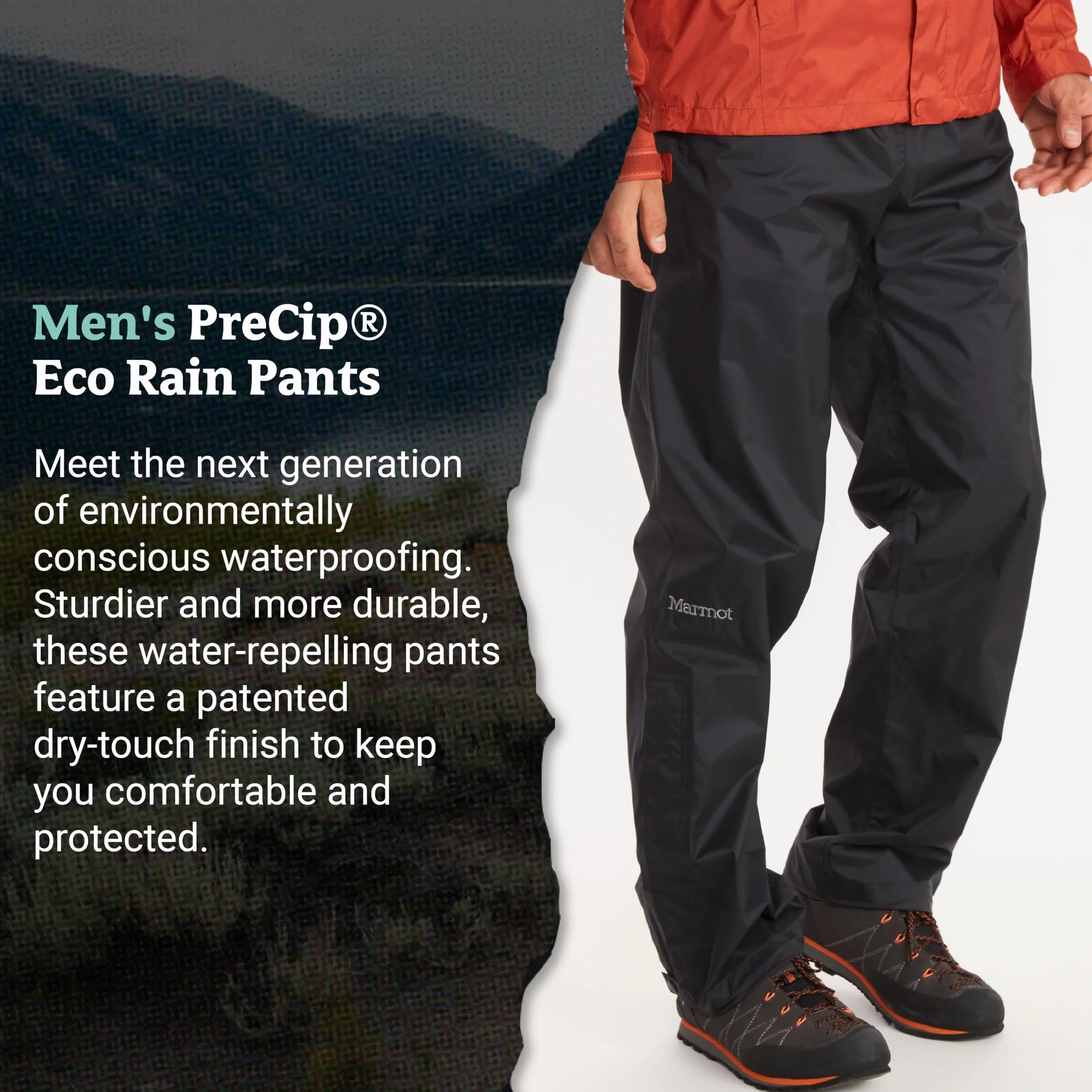 Marmot Herren Precip Eco Pant, wasserdichte Regenhose, Winddichte Wanderhose, atmungsaktive Regenkleidung zum Wandern und Trekking