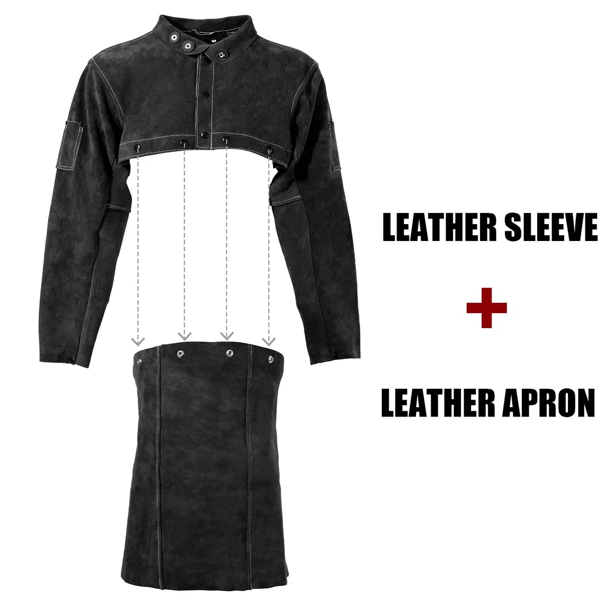 LeaSeek Leder Schweißjacke, Flammbeständige Hochleistungs-Split Rindsleder Leder Offene Zurück Schweißer Jacke für Männer & Frauen