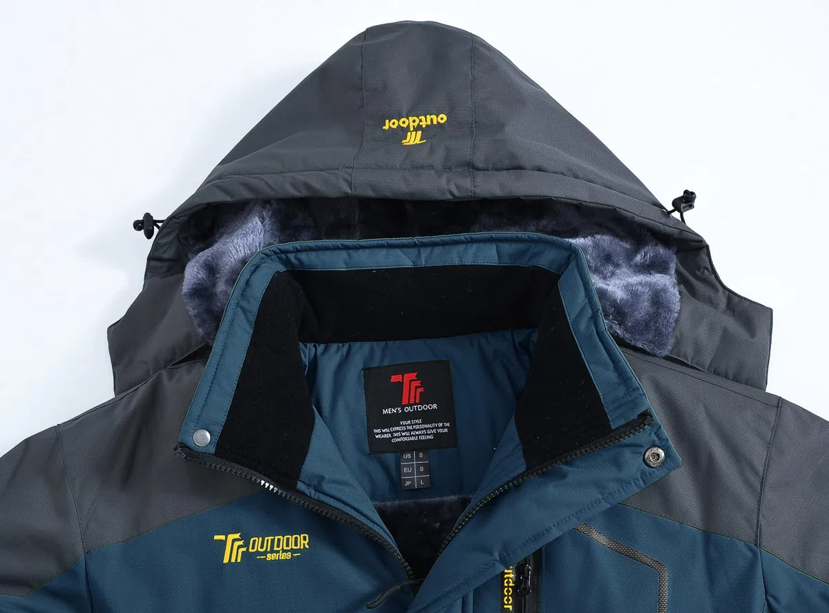 donhobo Jacken Herren Fleece-Futter Winterjacke Wasserdicht Atmungsaktiv Verdickt Warm Winddicht Softshelljacke Outdoor Funktionsjacke mit Abnehmbare Kapuzen