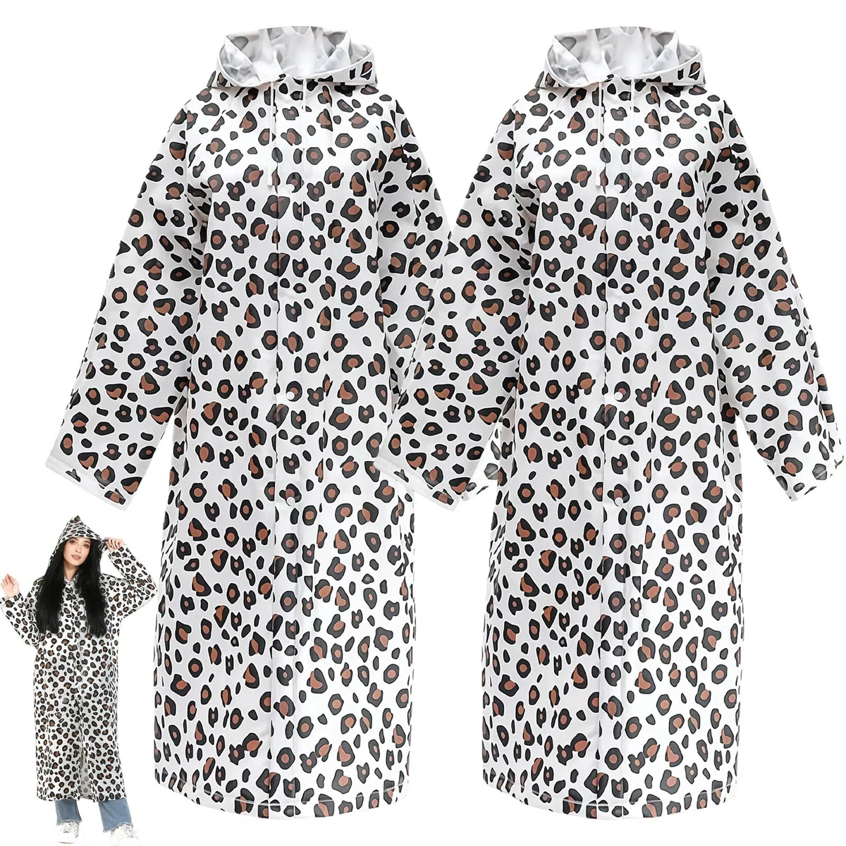 2 Stück Regenponcho, Regenjacke Damen Wasserdicht, Regenjacke Herren Leopardmuster Durchsichtiger Regenponcho, Regen Zubehör Für Wandern Radfahren Camping Reisen