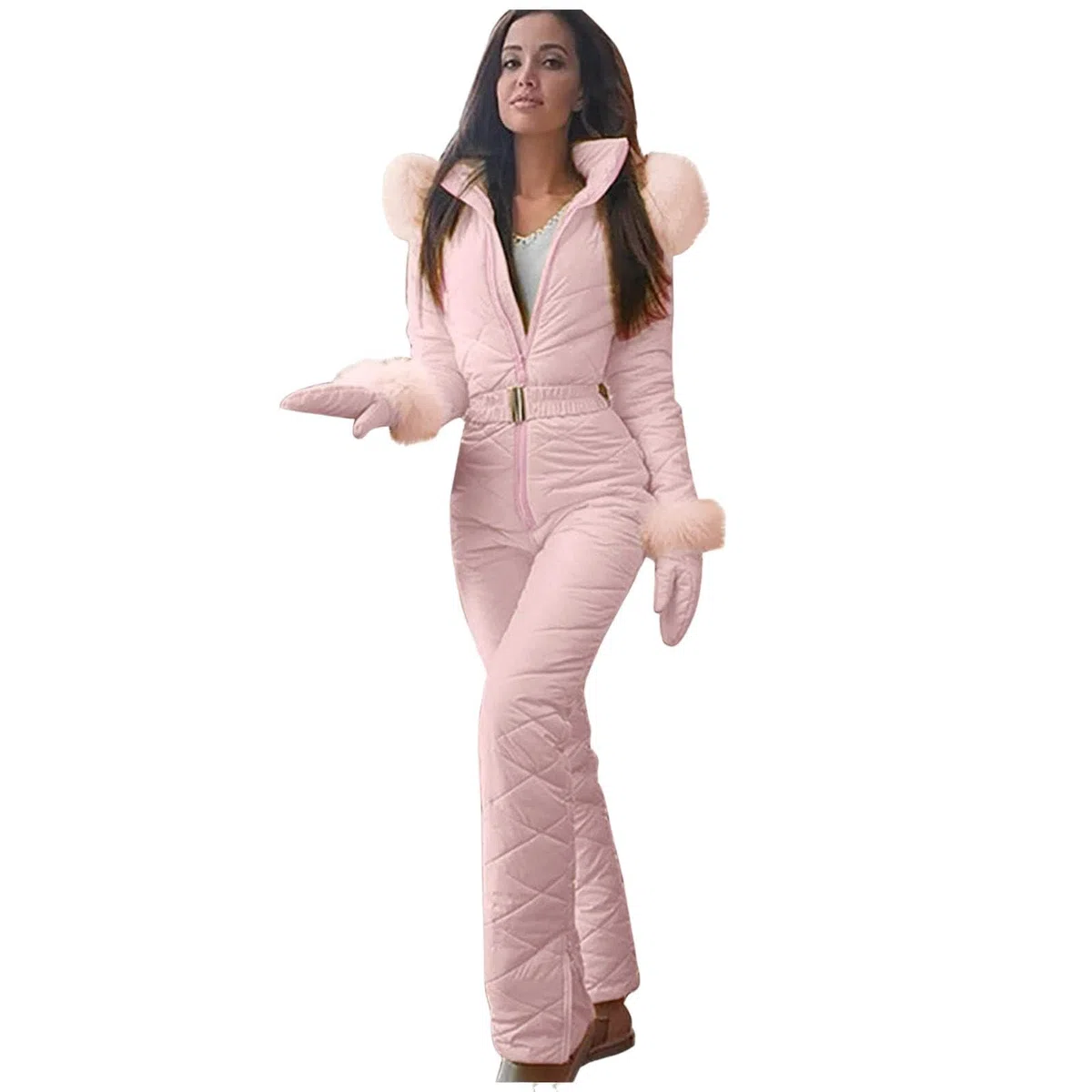 Ansenesna Skianzug Damen Einteiler Schneeanzug Damen Warm Thermo Skianzüge Für Frauen Overall Mit Kapuze Schneeanzüge Einteilig Winter Skioverall Onesie Elegant Ski Anzug Jumpsuit Schneeoverall
