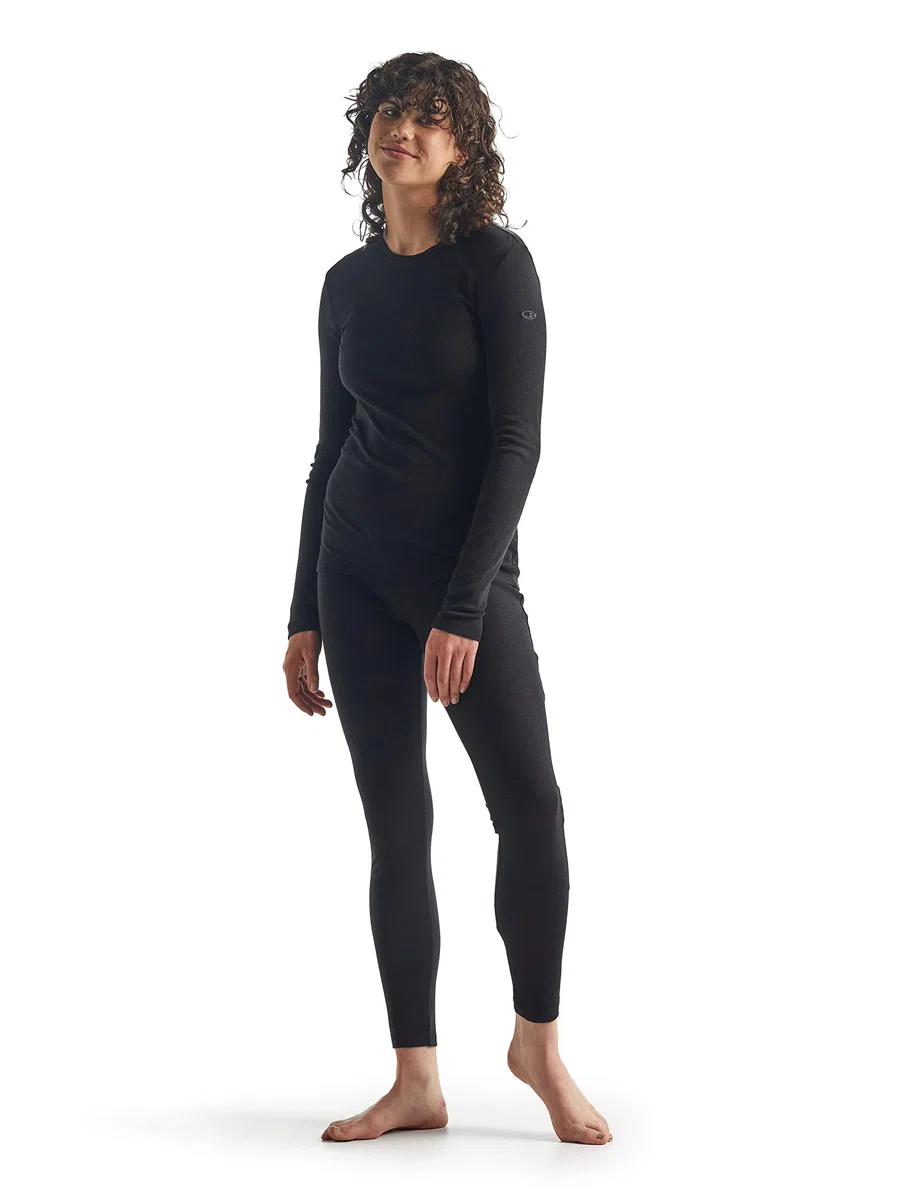 Icebreaker 100% Merinowolle Damen Base Layer - Everyday Langärmeliges Crewe - 175 Ultralight Fabric - Langarmshirt - Longsleeve - Merino Shirt - Unterwäsche - Unterhemden
