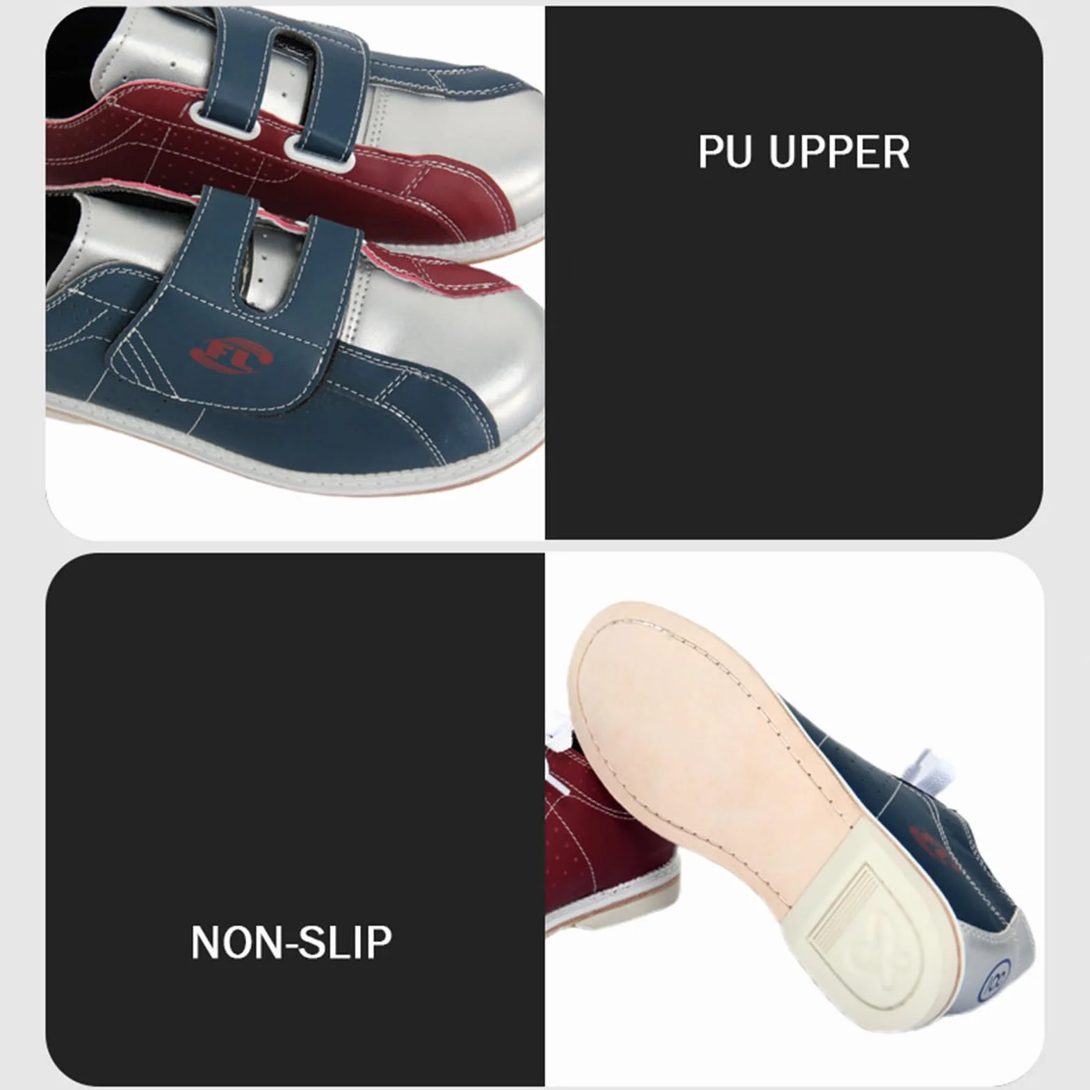 JiuQing Bowlingschuhe Herren Damen Kinder Bowling-Trainingsschuhe Für Anfänger Wildleder Gleitsohle Schnürschuh Slip-On-Sportschuhe