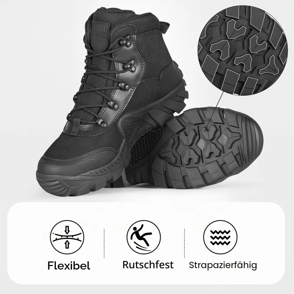 FREE SOLDIER Bequeme leichte Stiefel Herren Wanderstiefel Outdoor Boots Männer Wanderschuhe zum Trekking, Arbeiten, Training