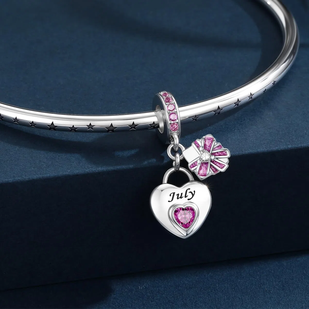 HappyStar 925 Sterling Silber Herz Zirkonia Geburtsstein Charm Anhänger für Geburtstag Personalisiertes Geschenk Bead Charms für Damen kompatibel Pandora Armbänder Geburtstag Valentinstag