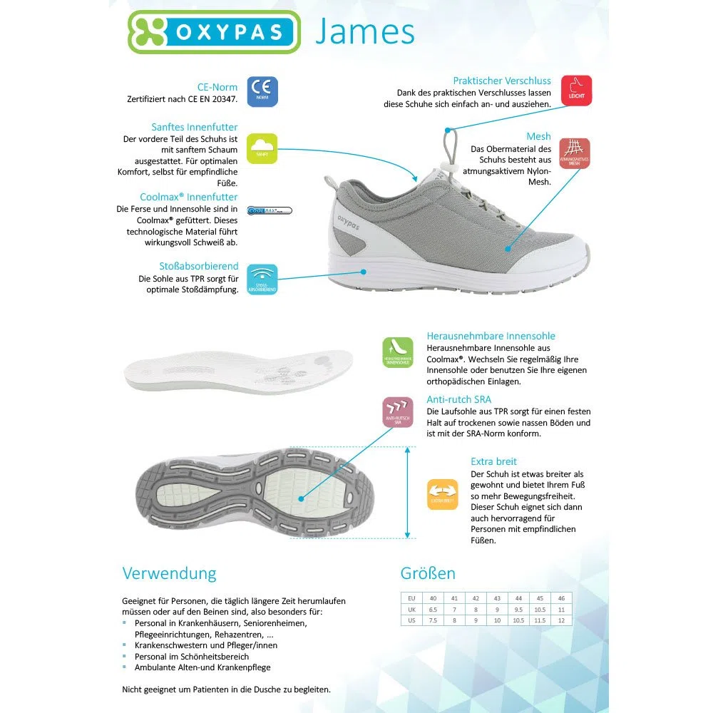 Oxypas James Professionelle Arbeitsschuhe für Medizin/Pflege/Gastro