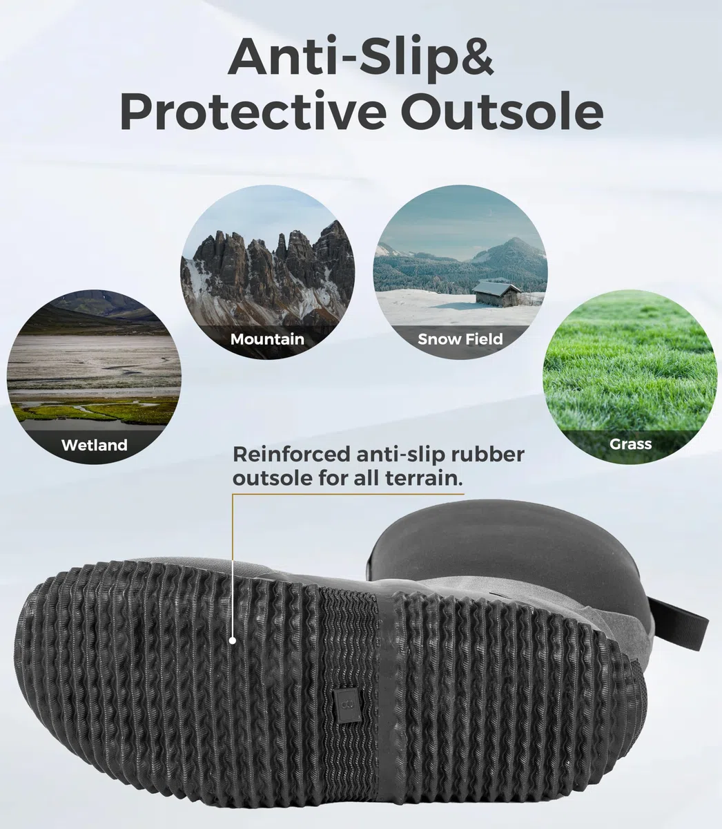 Ubon Wasserdichte Neoprenstiefel für Herren, Schlamm, Arbeit, Jagd, rutschfest, Regenschuhe