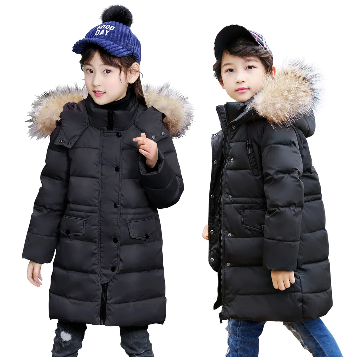 MEILONGER Jungen Mädchen Winterjacke Puffer Daunenjacke Kinder Skijacke Kapuzen Daunenmantel Dicke Dchneeanzug Oberbekleidung Winddicht und Wasserdicht