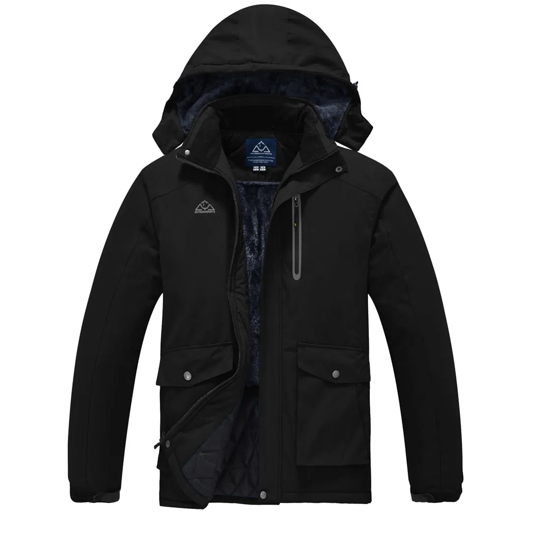donhobo Herren Skijacke Warm Gefüttert Fleecejacke Winterjacke Verdickt Windjacke Männer Wanderjacke Softshell Jacke Outdoor Funktionsjacke mit Abnehmbarer Kapuze