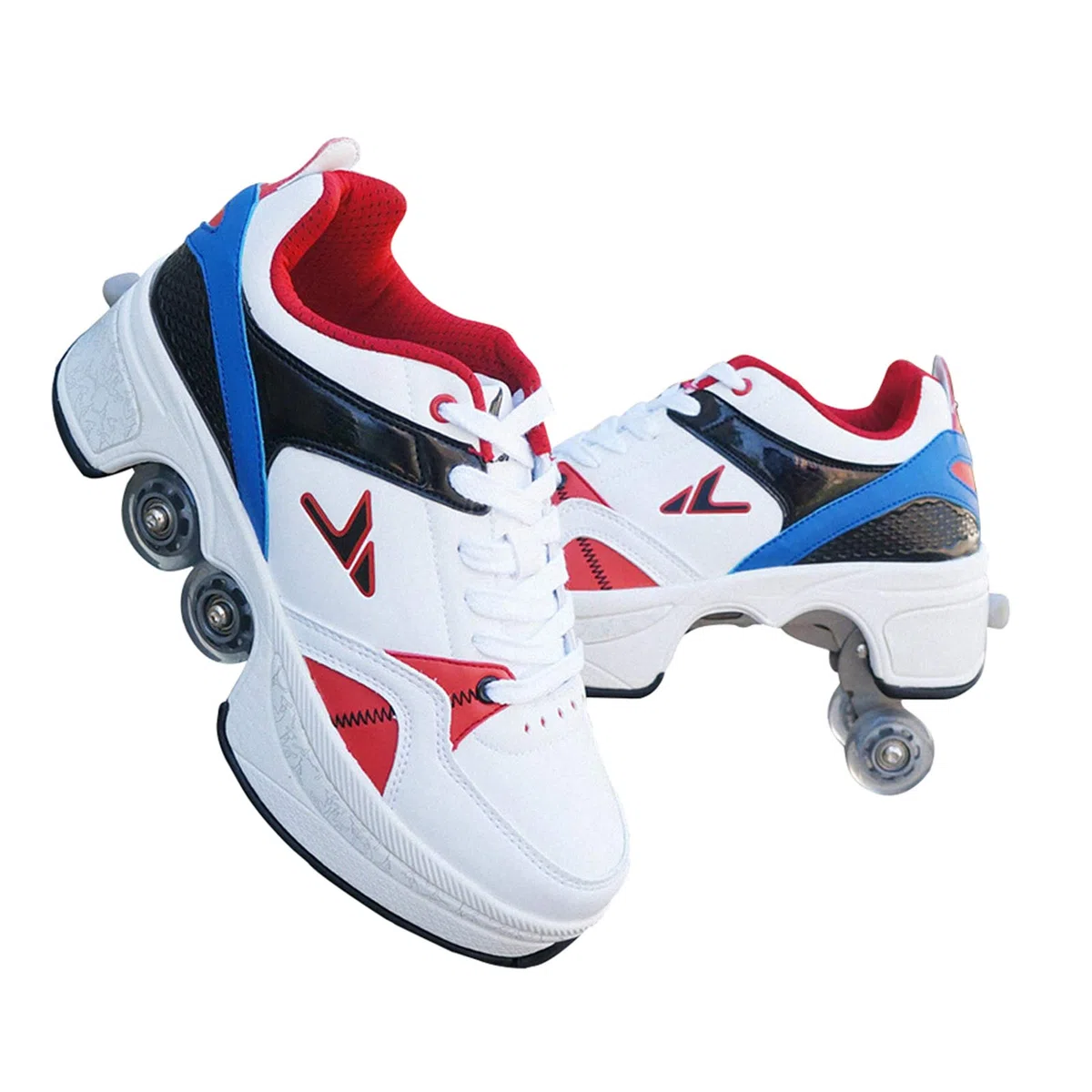 Unisex-Kinder Skateboard Schuhe Kinderschuhe Mit Rollen Skate Shoes Rollen Schuhe Sportschuhe Laufschuhe Sneakers Mit Rollen Kinder Jungen Mädchen,WhiteBlue-36