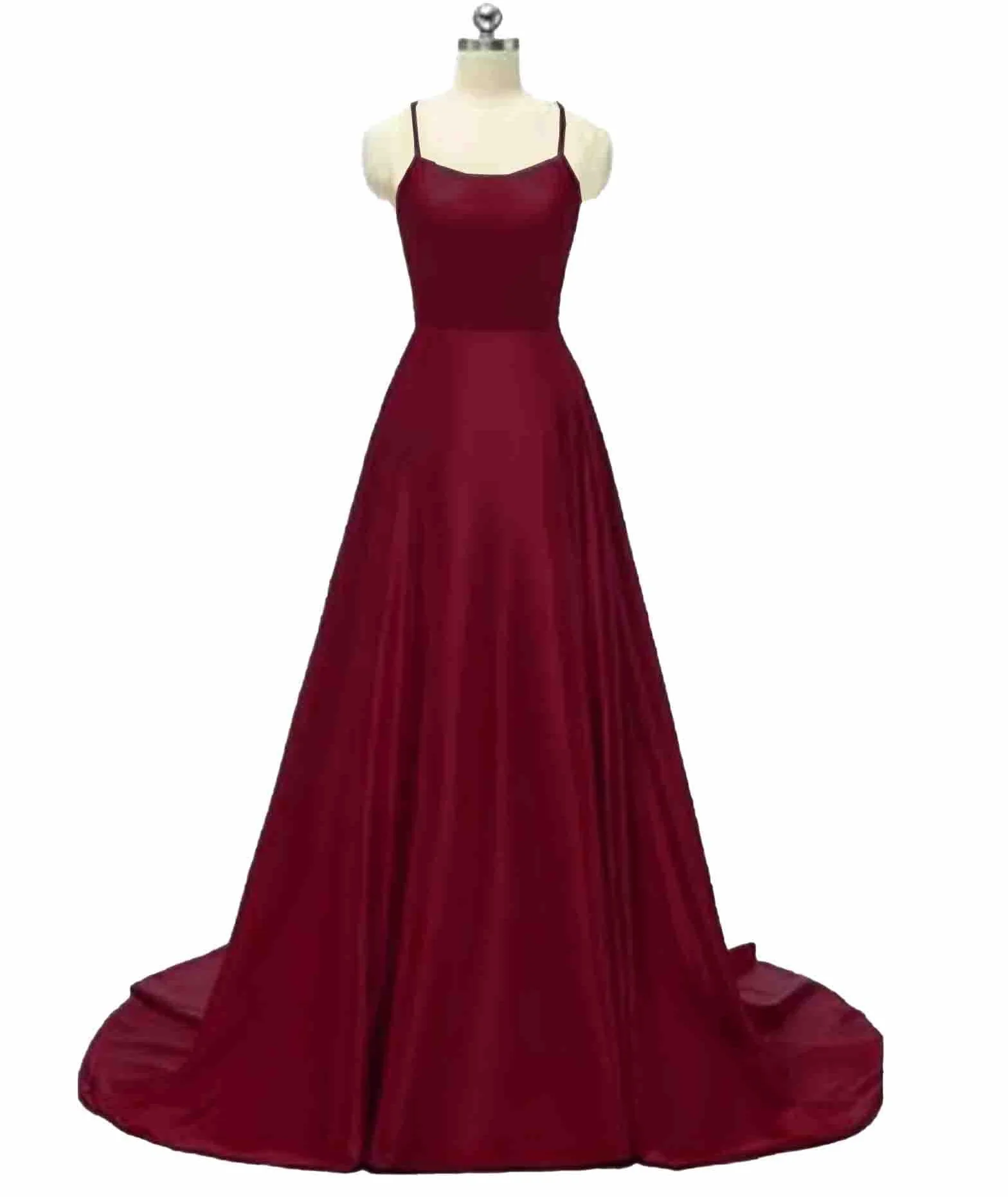 xxxiticat Damen Elegant Lange Ballkleider mit Taschen Satin A-Linie Backless Hochzeitskleid Abendkleider Sexy Neckholder Spaghetti Brautkleid Kleider Lang Prinzessin Brautjungfer Kleid