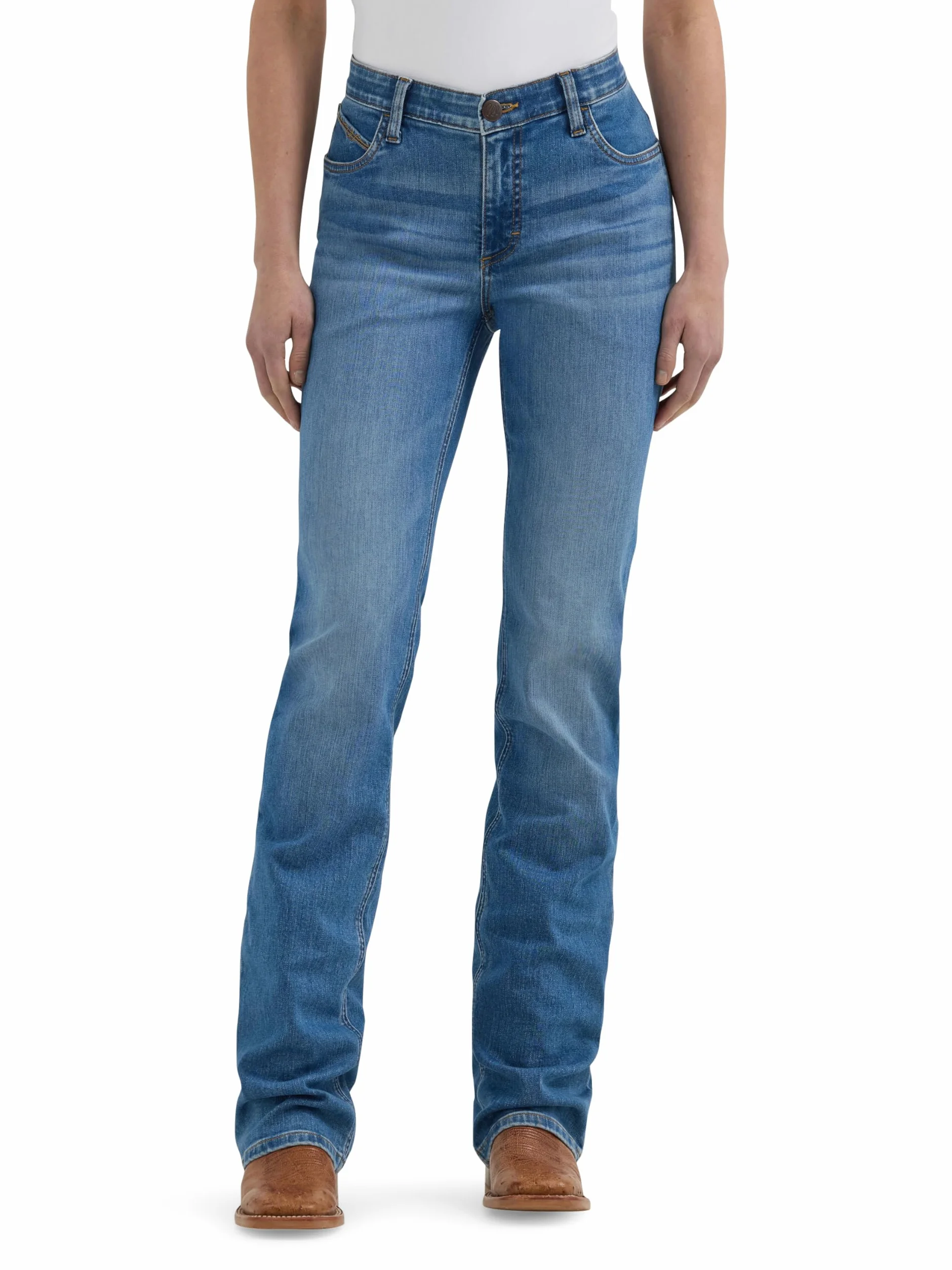 Wrangler Damen Jeans Willow Mid Rise Performance Waist Boot Cut Ultimate Riding Jeans