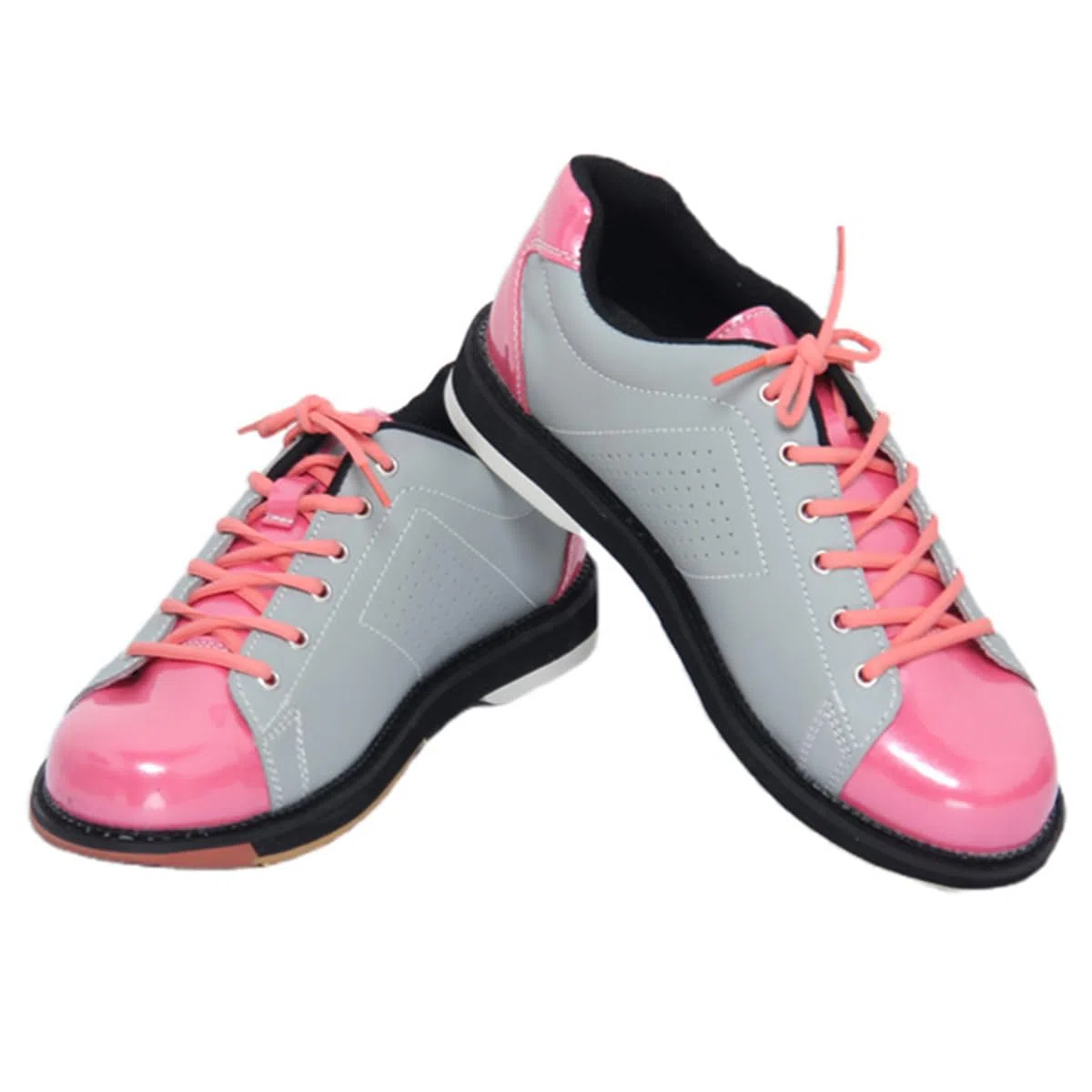 Damen Bowlingschuhe Leder Leicht Atmungsaktiver Bowlingschuhe Schnürung Bequeme Verschleißfeste Dämpfung