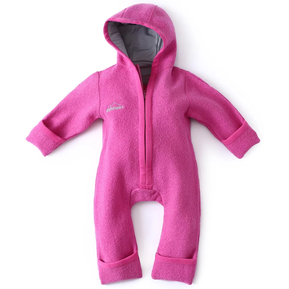 gipfelsport Wollwalk Overall Baby - Walkoverall mit Reißverschluss aus Natur Merino Wollfleece I Wollanzug, Wallwalkoverall aus Schurwolle für Kleinkinder, Babys