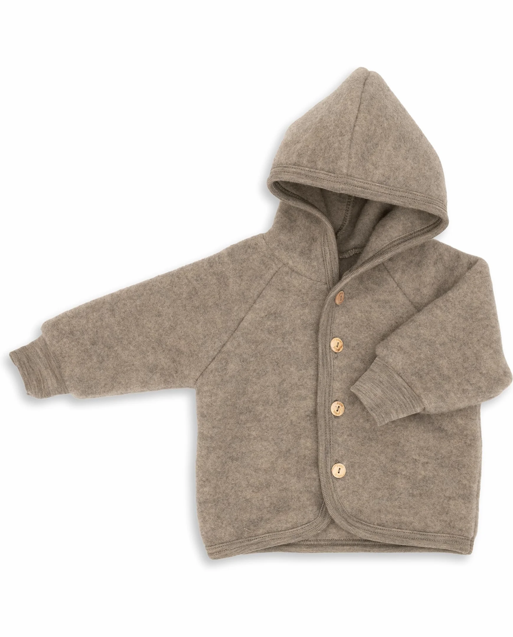 Engel Baby Jacke mit Kapuze Wollfleece (Walnuss Melange, 98-104)
