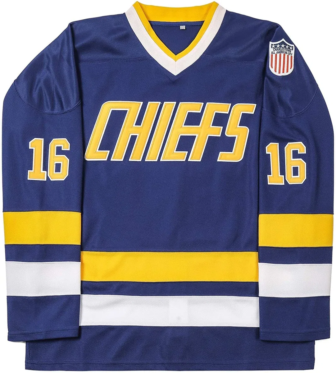 Hanson Brothers Steve Charlestown Chiefs Slap Shot Hockey-Trikot, genähte Buchstaben und Zahlen, S-XXXL
