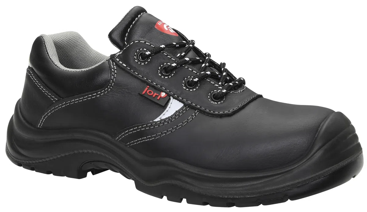 JORI 12111 Basic Compo Low S3 Herren und Damen Arbeits & Sicherheitsschuhe, Leder Sicherheitsschuhe S3, SRC, Schnürung, Kunststoffkappe, Metallfreier Durchstrittsschutz Schwarz (Schwrz), EU 42