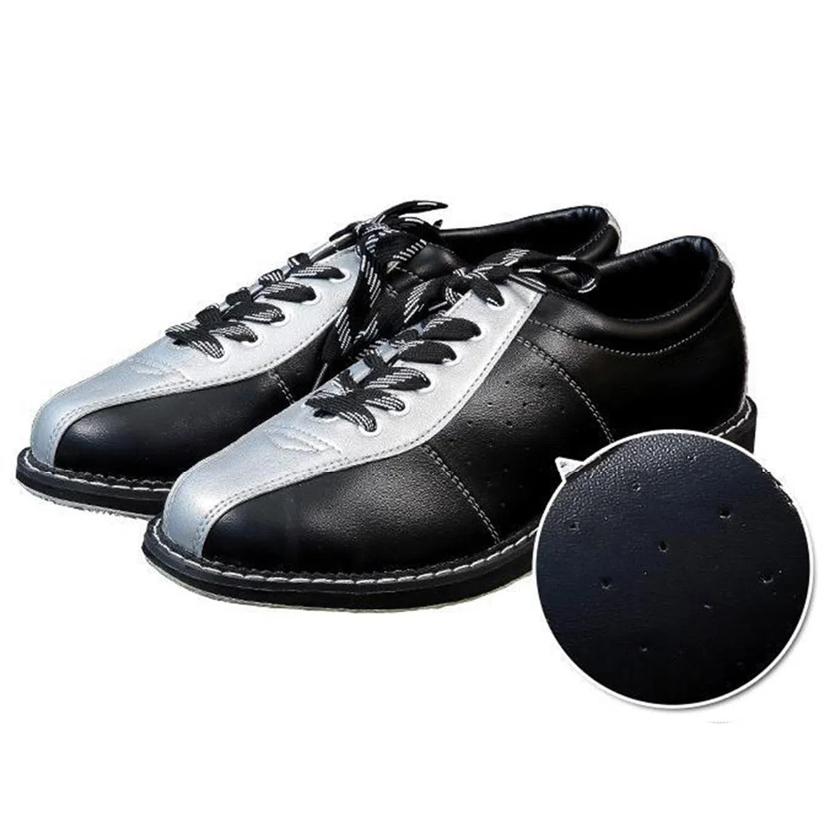 DHAEY Bowlingschuhe for Damen, Leder, verschleißfest, atmungsaktiv, Bowling-Sneaker, rutschfest, bequem (Color : Black and Silver, Size : 39 EU)