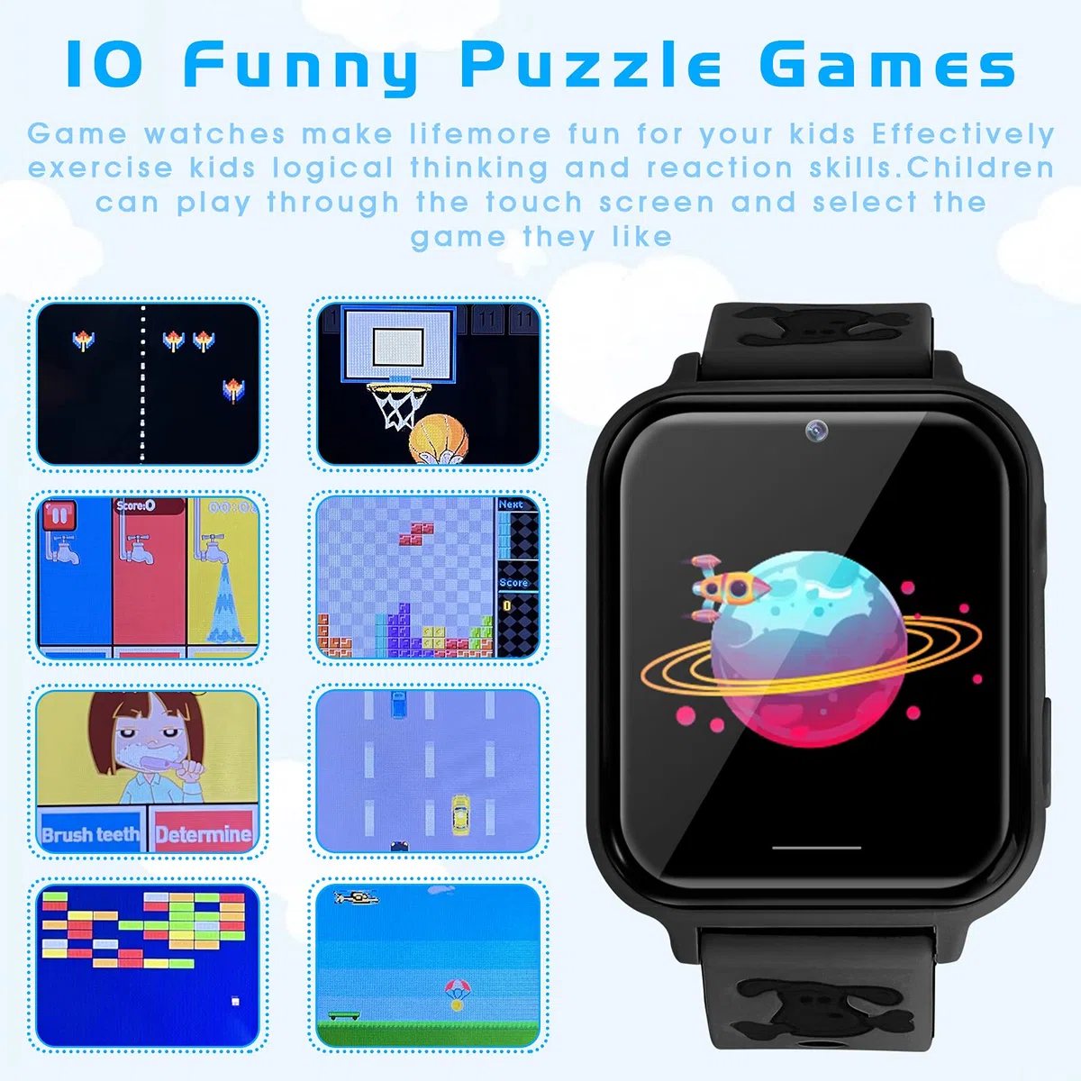 OKYUK 4G Smartwatch Kinder mit Telefon und GPS, Videoanrufe/Voice Chat/SOS/Schulmodus/SMS/Wecker, Kinder Smartwatch mit Schrittzähler Schlafen, Geschenk für Mädchen Junge (A2 Schwarz)