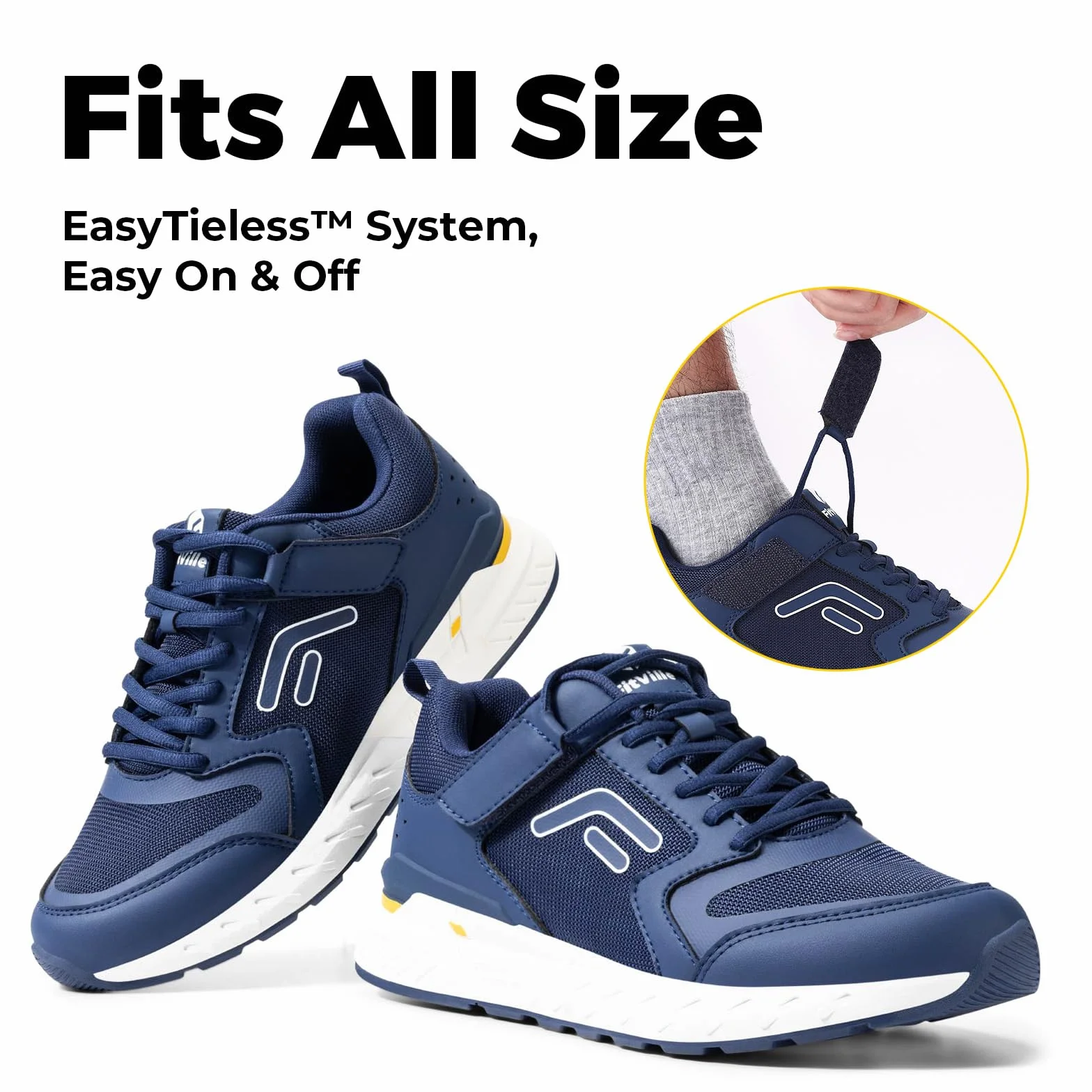 FitVille Laufschuhe Herren Extra Weit Sneaker mit Klettverschluss Atmungsaktive Walkingschuhe Bequeme Sportschuhe Fitness Jogging Schuhe Gr.40-50