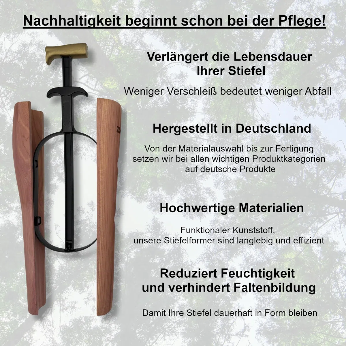 DELFA Sensomatic Red Cedar Schaftformer - Stiefelformer ideal für Reitstiefel - Stiefelschaftformer 35cm Länge - Geeignet für alle Lederstiefel