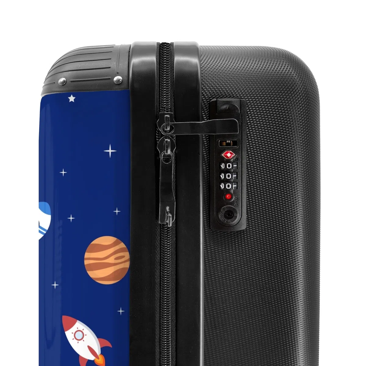 NoBoringSuitcases.com Kinderkoffer, Reisekoffer Personalisiert, Kinderkoffer Jung, Kindertrolley, Handgepäck 55x40x20 cm (Astronaut - Dunkelblau)