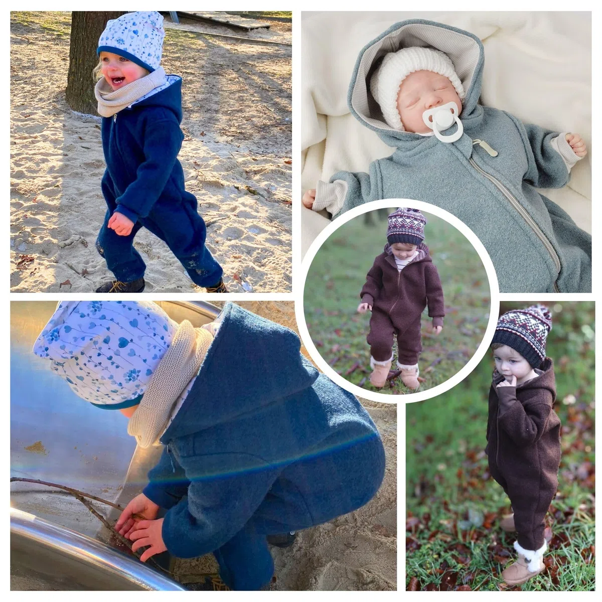 Lilakind Wollwalk Overall Baby & Kinder – Walkoverall mit Kapuze aus Walkloden – Handmade in Germany Einteiler in 5 Farben – Größen 56–122