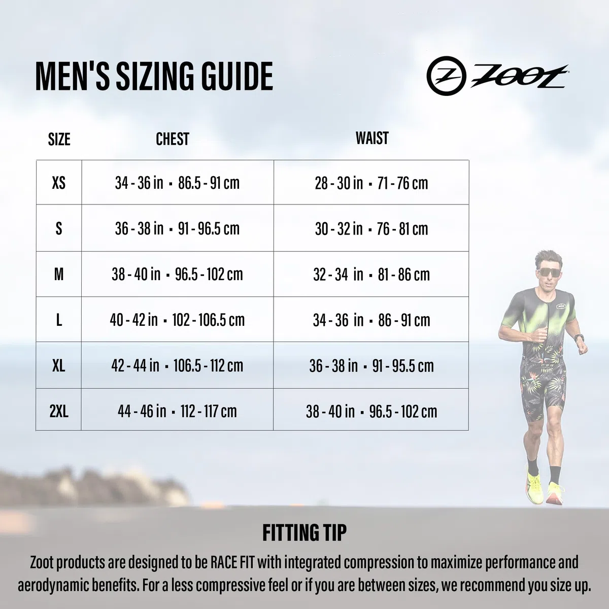 Zoot Herren Core Sleeveless Tri Aero SLVS FZ Racesuit, schnelltrocknender, ärmelloser Triathlon-Anzug mit Chamois & Race Storage
