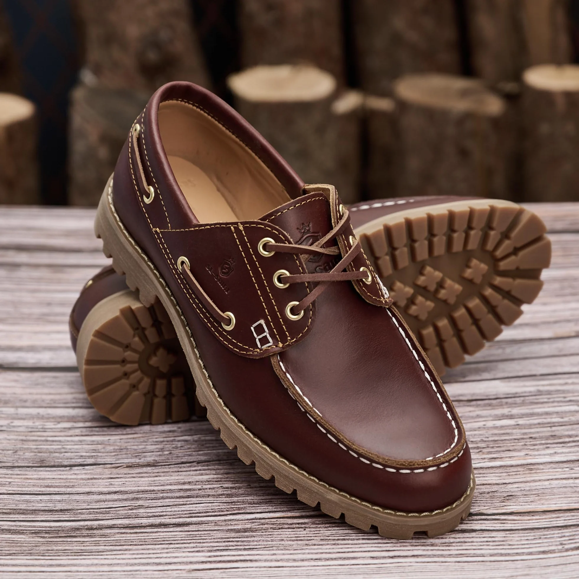 1 Handgefertigte Herren Classic Boat&Deck Schuhe Moc Toe Lace Up Full Grain Leder Bequeme Mode Casual