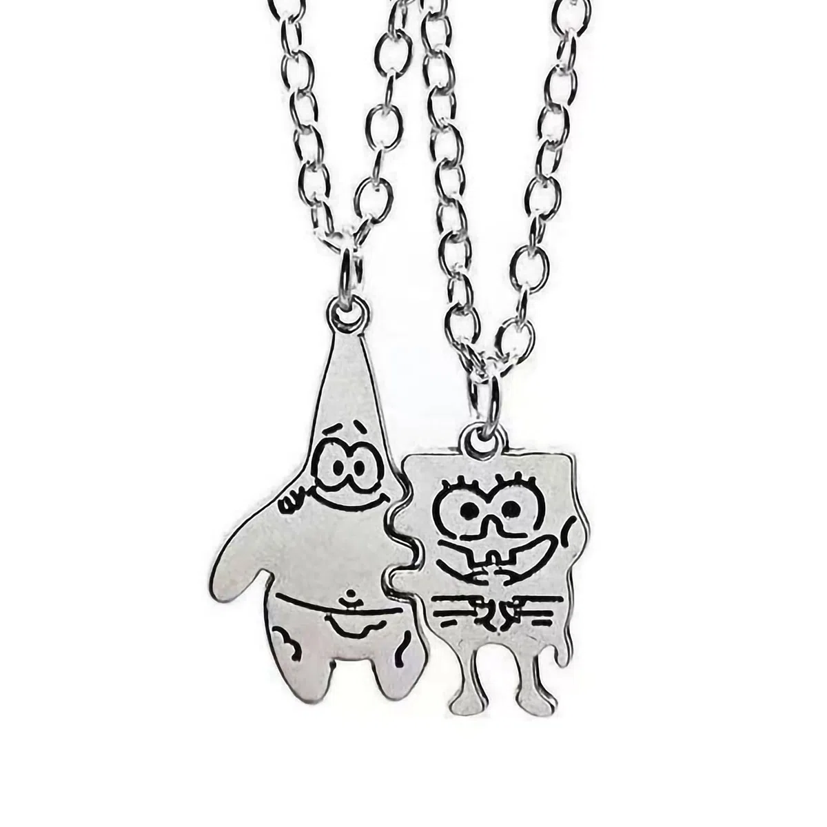 Paar Halskette, 2 Stücke Anime und Pai Starpaar Halskette, Schmuckketten Set, exquisite silberne Patrick Star Pendant , Kawaii Schmuck Junge und Mädchen, Kinder Geschenkgeschenk Freundschaft Kette