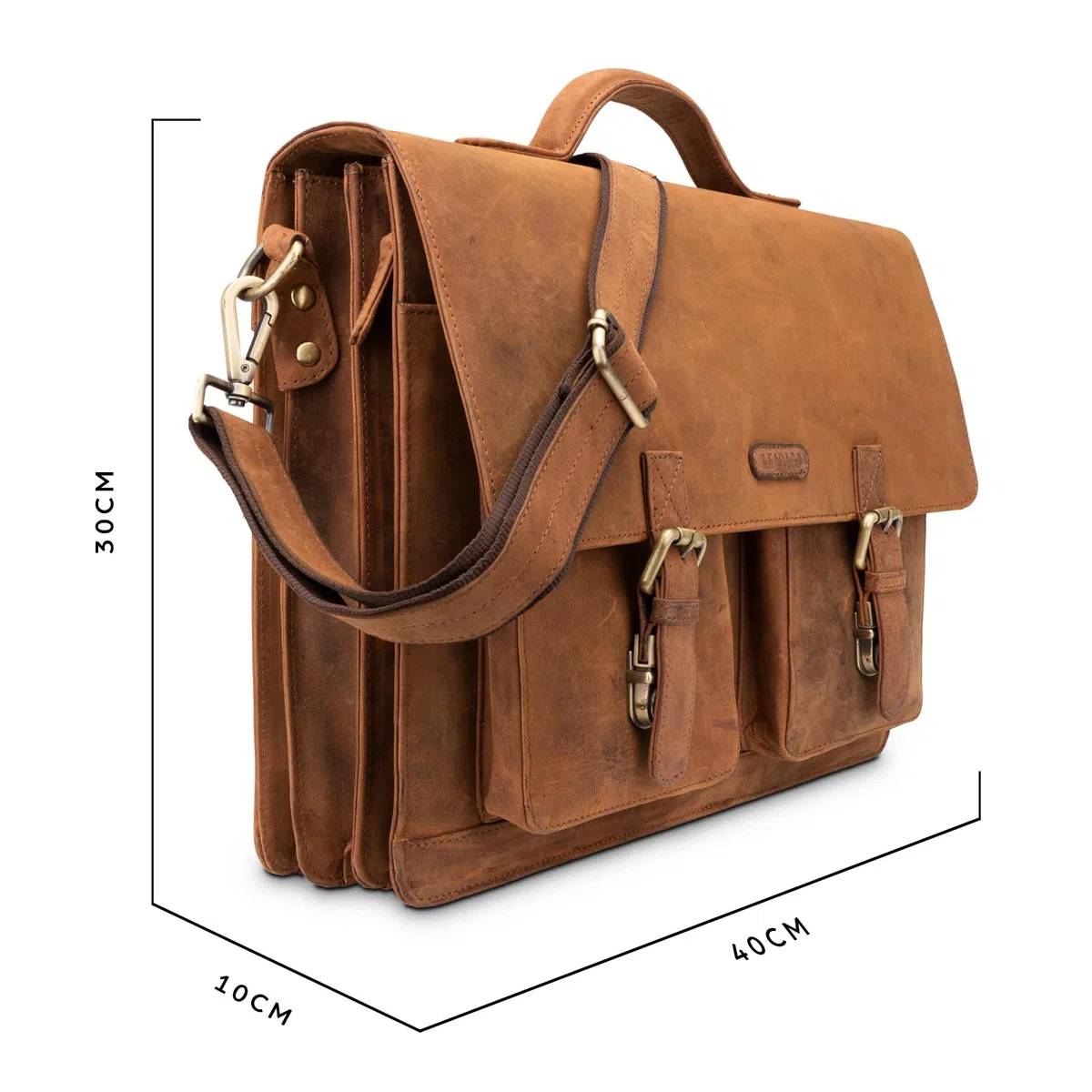 LEABAGS Leder Aktentasche Herren & Damen I Echtleder Laptoptasche bis 15 Zoll I Umhängetasche mit Schultergurt I Schultertasche I Messenger Bag I Arbeitstasche I Lehrertasche