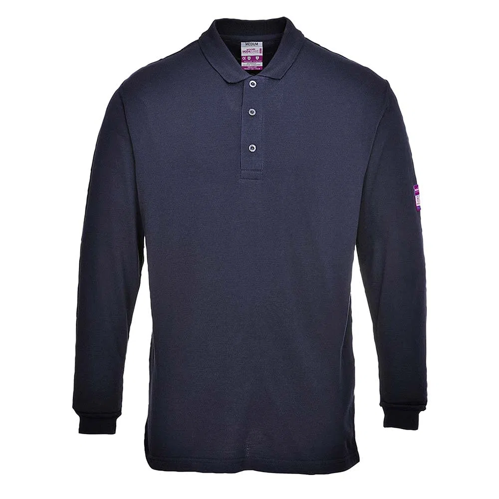 Portwest Flammhemmendes, antistatisches Langarm Poloshirt, Größe: 4XL, Farbe: Marine, FR10NAR4XL